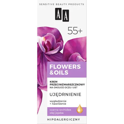 Aa flowers & oils 55+ krem przeciwzmarszczkowy na okolice oczu i ust - ujędrnienie 15ml