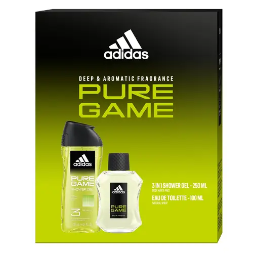 Adidas zestaw prezentowy pure game (woda toaletowa 100ml+żel pod prysznic 3w1 250ml)