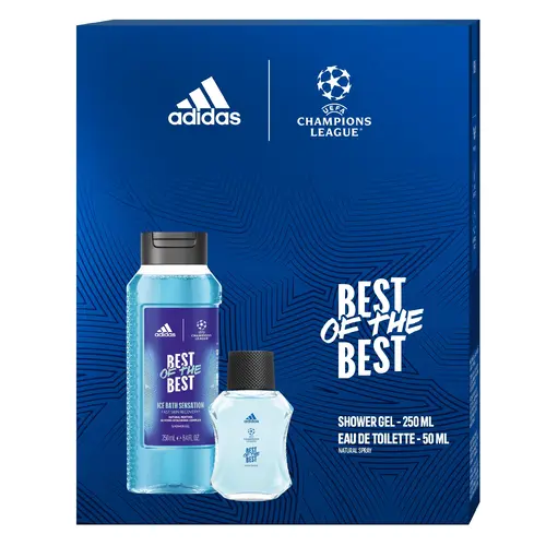 Adidas uefa champions league zestaw prezentowy best of the best (woda toaletowa 50ml+żel pod prysznic 3w1 250ml)