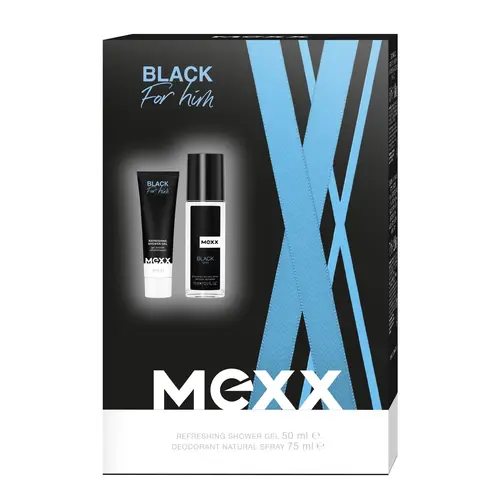 Mexx zestaw prezentowy black for him (żel pod prysznic 50ml+ deo naturalny spray 75ml)