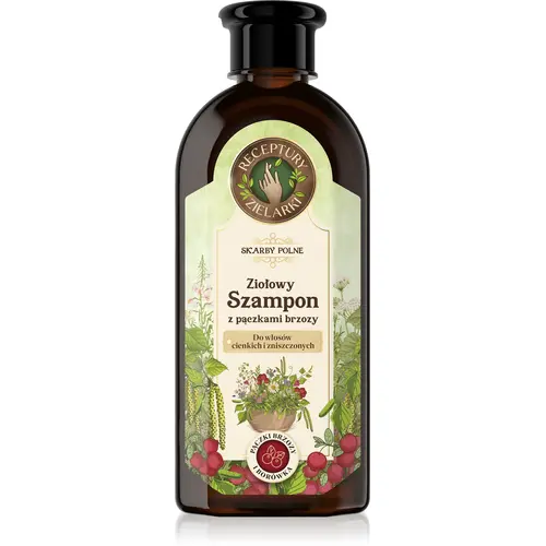 Receptury zielarki skarby polne ziołowy szampon z pączkami brzozy do włosów cienkich i zniszczonych 350ml