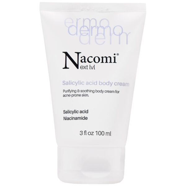 Nacomi Next Level Dermo - oczyszczająco-łagodzący krem do ciała z kwasem salicylowym i niacynamidem, 100ml