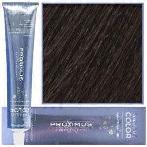 Proximus Supreme Color Nanotechnology – profesjonalna farba do włosów z kwasem hialuronowym, 100ml 4,1 | Popielaty Brąz