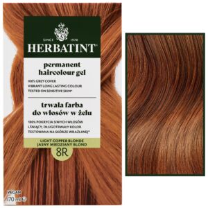 Herbatint Permanent Haircolour Gel – trwała, ziołowa farba do włosów w żelu, 170ml 8R | Jasny Miedziany Blond