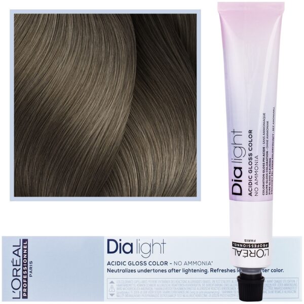 Loreal Dia Light - profesjonalna farba do włosów, 50ml 7.01 Blond Naturalny Popielaty
