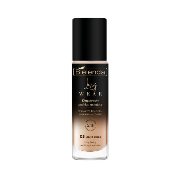 Bielenda Długotrwały podkład matujący 03 Light Beige ceramidy + kolagen + koloidalne złoto