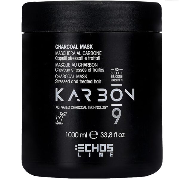 Echosline Karbon 9 Charcoal Mask - maska do włosów zniszczonych z węglem, 1000ml