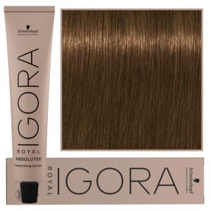 Schwarzkopf Professional Igora Royal Absolutes - trwała farba do włosów z kolagenem, 60ml 7-140 | Średni Blond Cendre Naturalny Beżowy