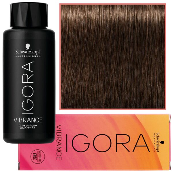 Schwarzkopf Professional Igora Vibrance – półtrwała farba do włosów bez amoniaku, 60ml 5-65 | Jasny Brąz Czekoladowo-Złoty