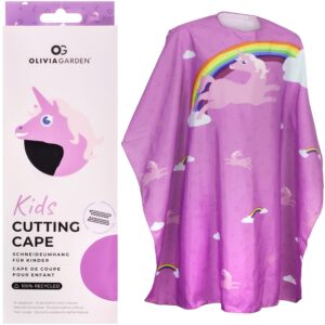 Olivia Garden Kids Cutting Cape - peleryna fryzjerska dla dzieci, różne kolory Unicorn Pink | Różowa z jednorożcem