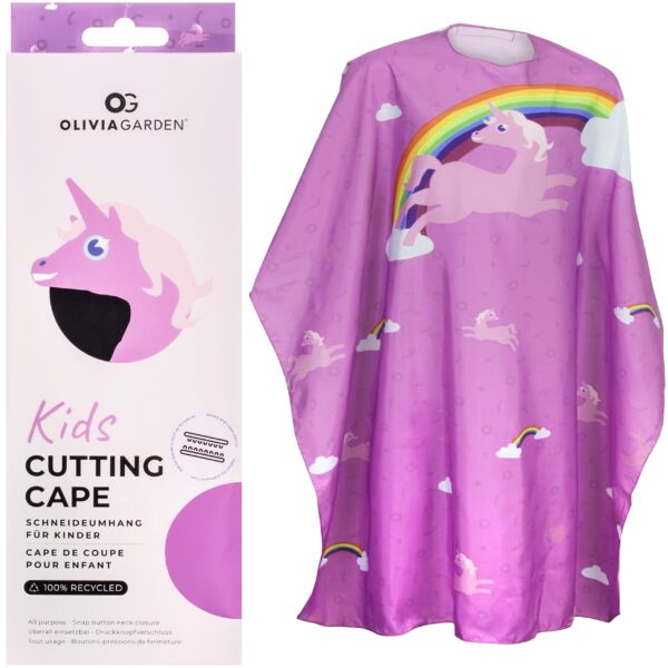 Olivia Garden Kids Cutting Cape - peleryna fryzjerska dla dzieci, różne kolory Unicorn Pink | Różowa z jednorożcem