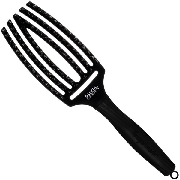 Olivia Garden Finger Brush Combo Medium, szczotka z włosiem dzika do rozczesywania, różne kolory Full Black | Pełna Czerń