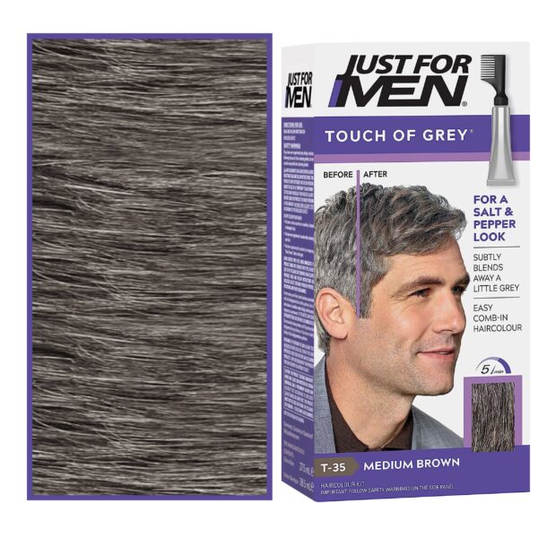 Just For Men Touch of Grey - odsiwiacze do włosów dla mężczyzn, 40g T35 | Średni Brąz