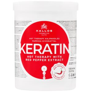 Kallos Keratin Hot Therapy - maska do włosów z keratyną i ekstraktem z czerwonej papryki, 1000ml