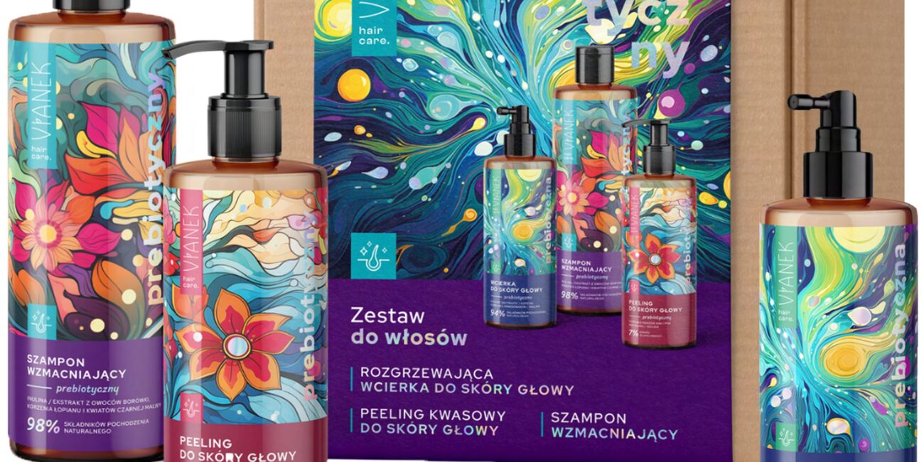 Vianek prebiotyczny zestaw do włosów - wcierka, 150ml + peeling kwasowy, 150ml + szampon, 300ml