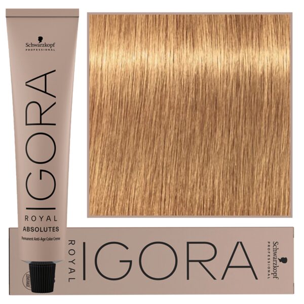 Schwarzkopf Professional Igora Royal Absolutes - trwała farba do włosów z kolagenem, 60ml 9-50 | Ekstra Jasny Blond Złoty Naturalny