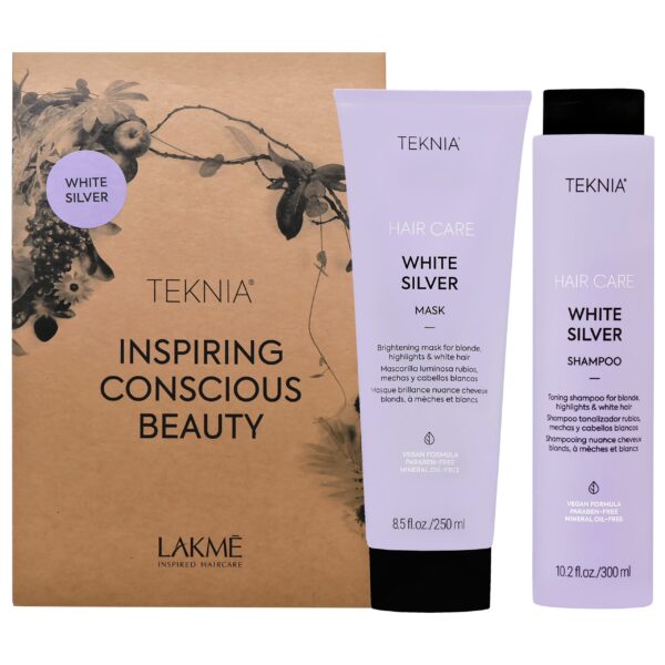 Lakme Teknia White Silver Pack - zestaw do włosów siwych i blond maska 250ml + szampon 300ml