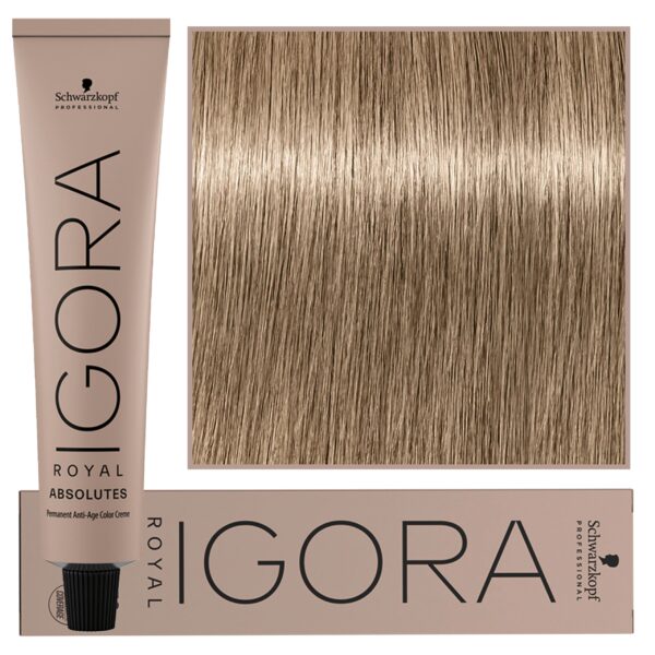 Schwarzkopf Professional Igora Royal Absolutes - trwała farba do włosów z kolagenem, 60ml 8-01 | Jasny Blond Cendre Naturalny