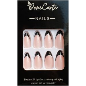 Deni Carte Tipsy French - sztuczne paznokcie w stylu francuskim, różne wzory Black French | Czarny