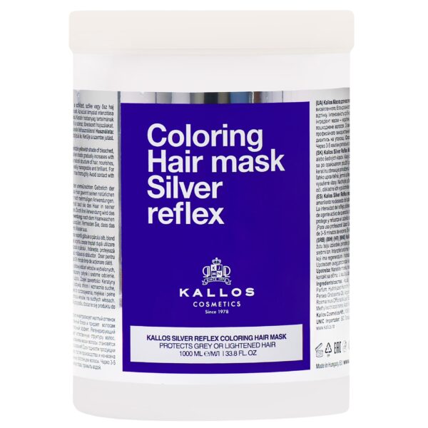 Kallos Silver Reflex Mask - fioletowa maska do blondu neutralizująca żółte odcienie, 1000ml