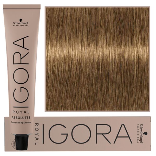 Schwarzkopf Professional Igora Royal Absolutes - trwała farba do włosów z kolagenem, 60ml 9-460 | Ekstra Jasny Blond Beżowo Czekoladowo Naturalny