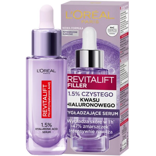 Loreal Revitalift Filler - przeciwzmarszczkowe serum do twarzy z kwasem hialuronowym, 30ml