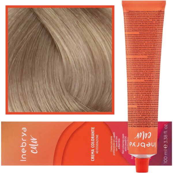 Inebrya Color - farba krem koloryzujący do włosów, 100ml 9/1 | Bardzo Jasny Popielaty Blond