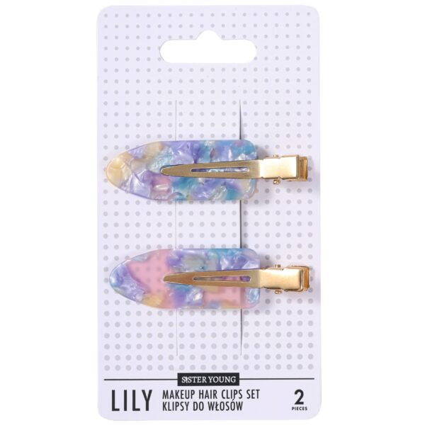 Sister Young Lily - klipsy do włosów do makijażu, różne kolory, 2szt Pink Blue | Różowo-Niebieski