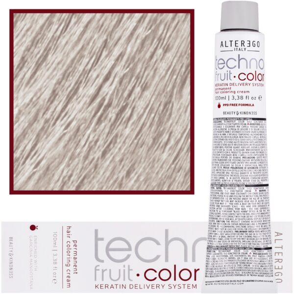 Alter Ego Technofruit Color – farba z keratyną do trwałej koloryzacji włosów, 100ml 11/21 | Super Jasny Blond Fioletowo Popielaty