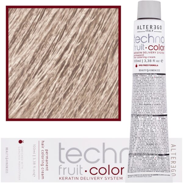 Alter Ego Technofruit Color – farba z keratyną do trwałej koloryzacji włosów, 100ml 11/1 | Super Jasny Blond Popielaty