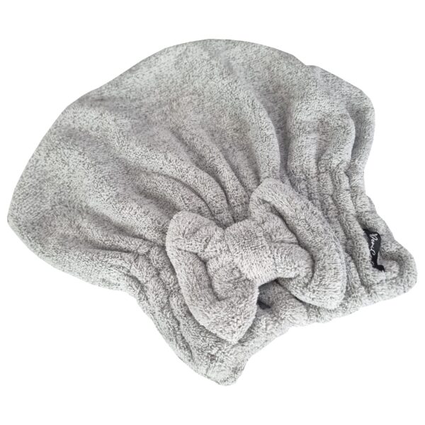 DeniCarte Turban do włosów z kokardką, ręcznik szybkoschnący z mikrofibry, szary