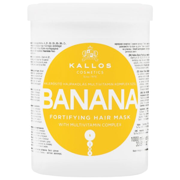 Kallos Banana Fortifying - wzmacniająca maska do włosów suchych i zniszczonych, 1000ml