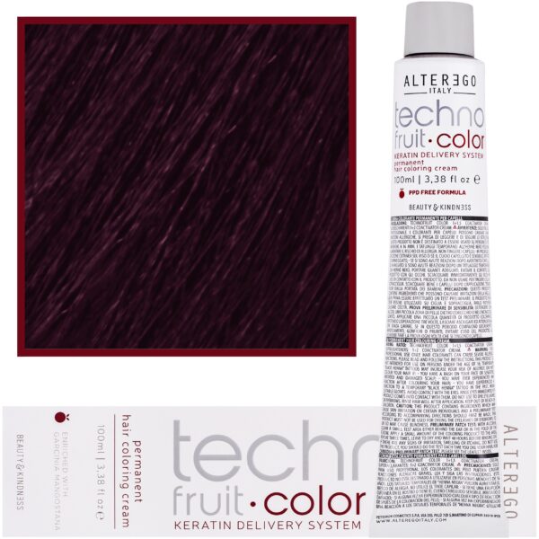 Alter Ego Technofruit Color – farba z keratyną do trwałej koloryzacji włosów, 100ml 5/26 | Jasny Kasztan Irysowo Czerwony