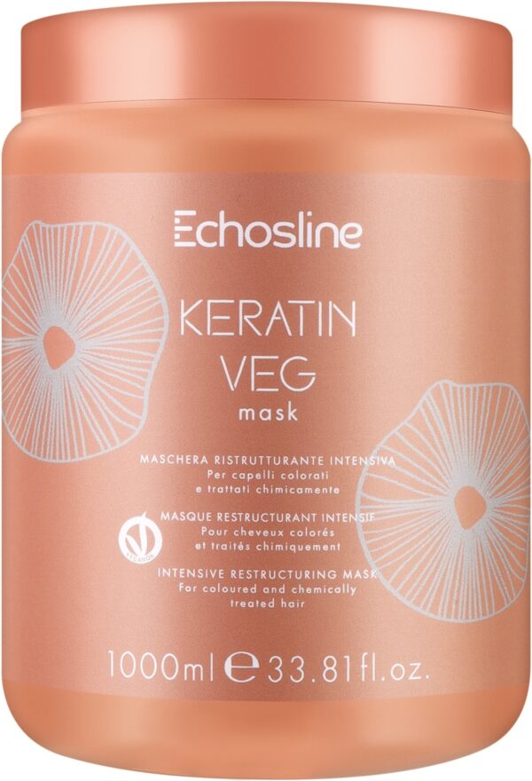 Echosline Keratin Veg Mask - wegańska maska do włosów z keratyną, 1000ml