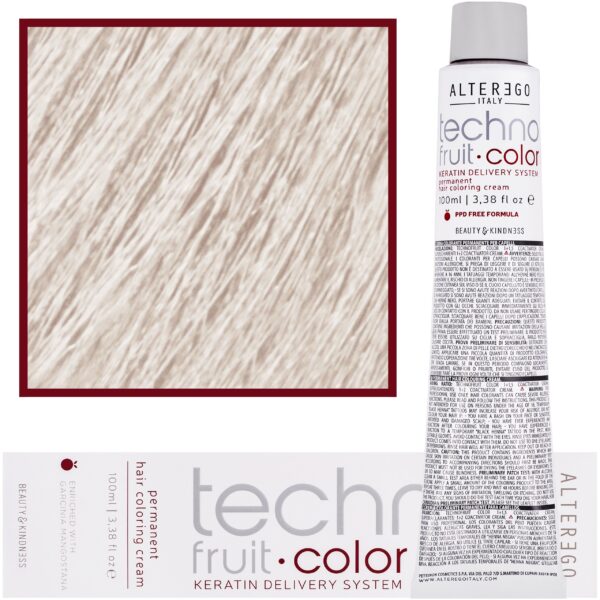 Alter Ego Technofruit Color – farba z keratyną do trwałej koloryzacji włosów, 100ml 10/2 | Blond Platynowo Irysowy