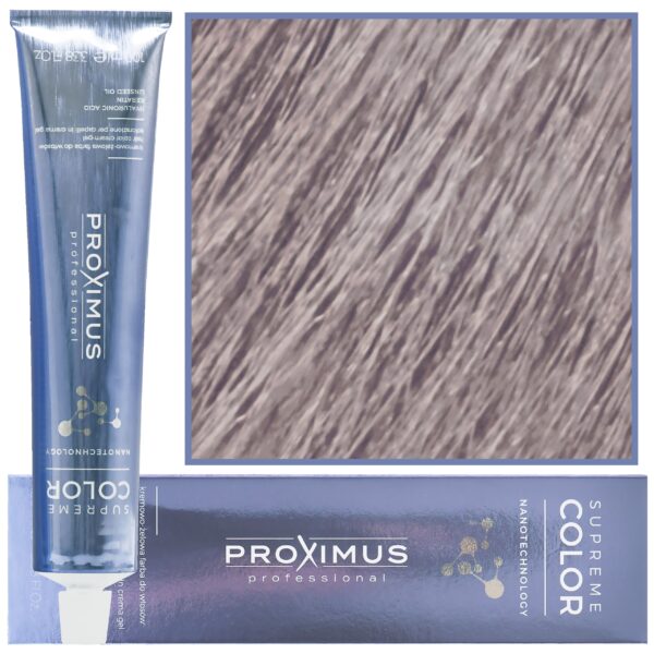 Proximus Supreme Color Nanotechnology – profesjonalna farba do włosów z kwasem hialuronowym, 100ml 9,12 | Bardzo Jasny Popielato Fioletowy Blond