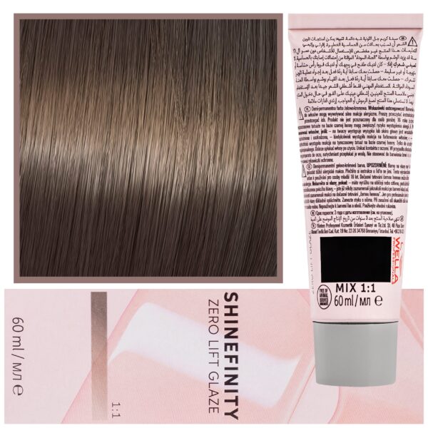 Wella Shinefinity Zero Lift Glaze - profesjonalna farba do włosów, 60ml 04/0 | Średni Naturalny Brąz