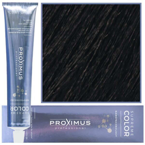 Proximus Supreme Color Nanotechnology – profesjonalna farba do włosów z kwasem hialuronowym, 100ml 3 | Ciemny Brąz