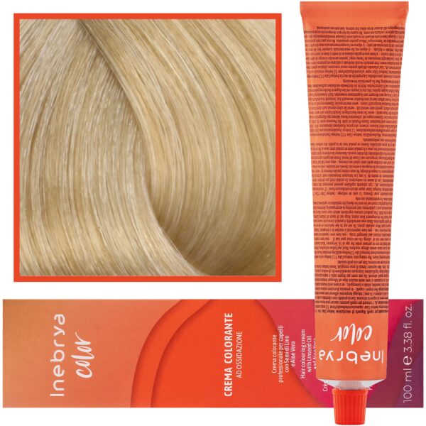 Inebrya Color - farba krem koloryzujący do włosów, 100ml 10 | Jasny Czysty Platynowy Blond
