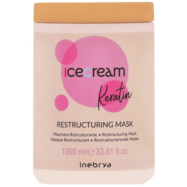 Inebrya Ice Cream Keratin Restructuring - maska do włosów suchych, 1000ml