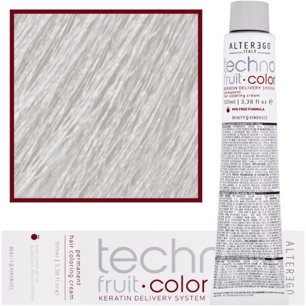 Alter Ego Technofruit Color – farba z keratyną do trwałej koloryzacji włosów, 100ml 10/1 | Platynowy Blond Popielaty
