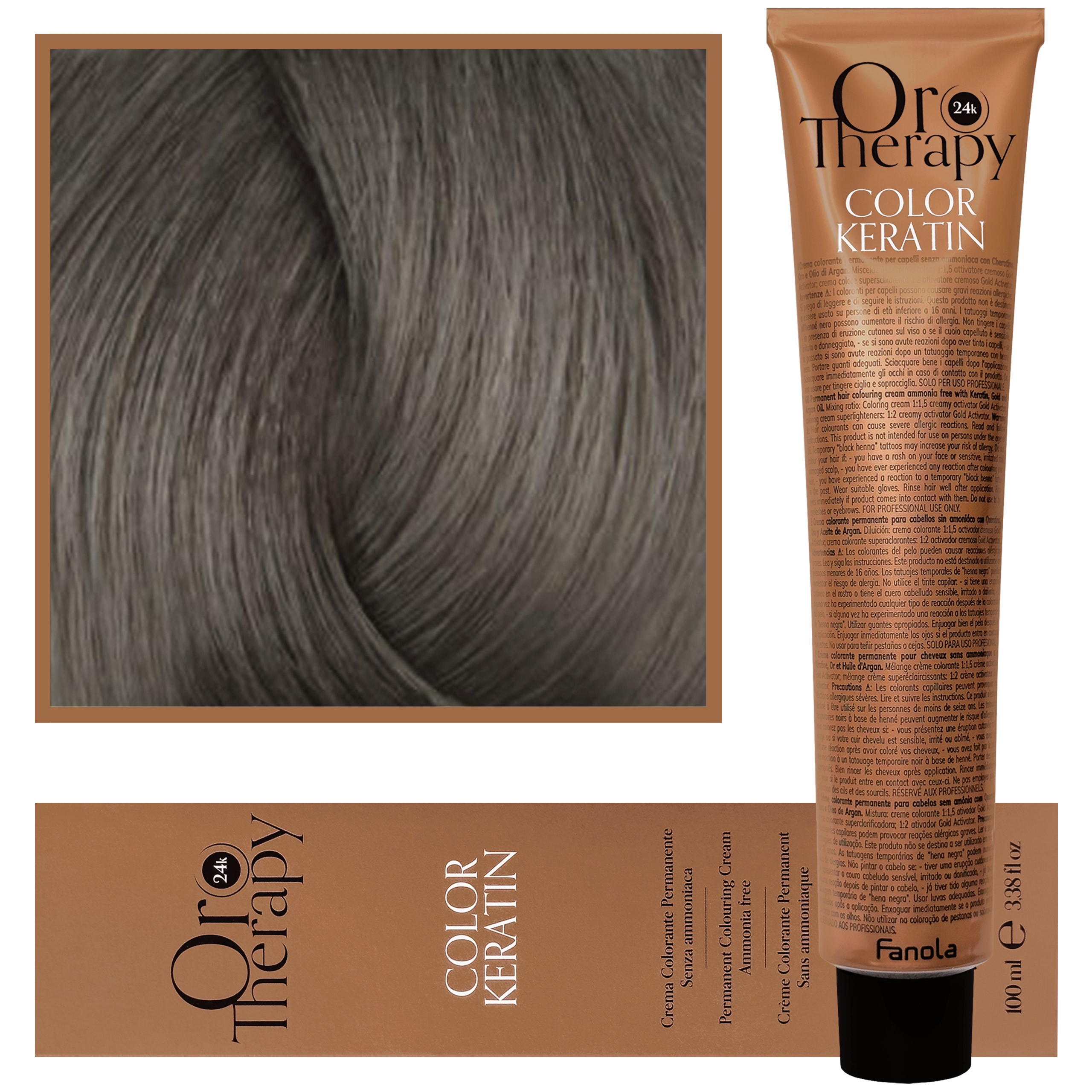Fanola Oro Therapy – farba do włosów bez amoniaku, pełna paleta kolorów 8,1 | Jasny Popielaty Blond