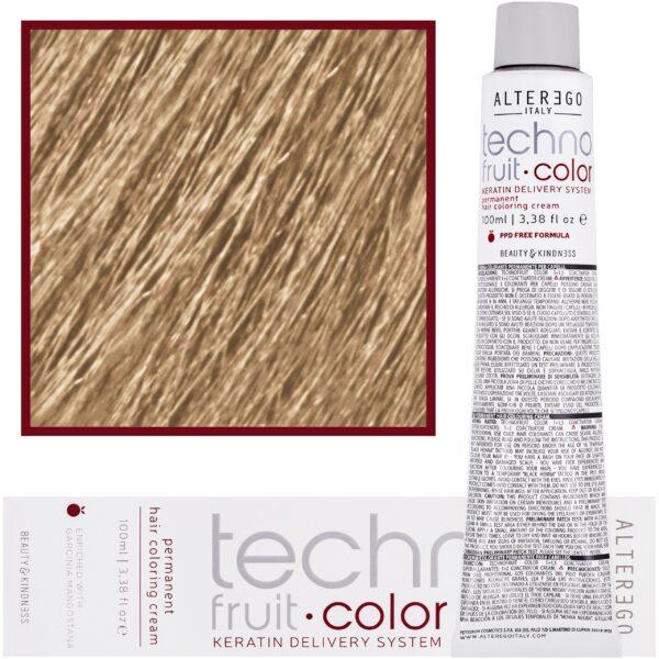 Alter Ego Technofruit Color – farba z keratyną do trwałej koloryzacji włosów, 100ml 10/0 | Platynowy Blond