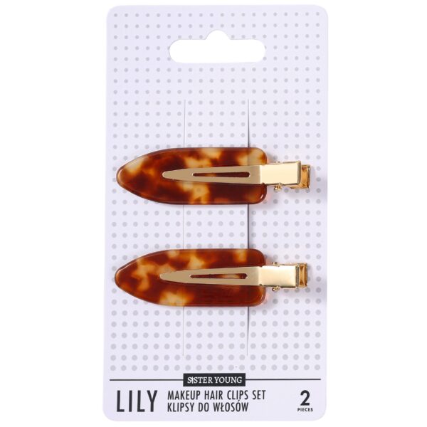 Sister Young Lily - klipsy do włosów do makijażu, różne kolory, 2szt Dark Brown | Ciemny Brąz