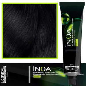 Loreal Inoa farba do włosów głęboki i trwały kolor dodatkowa ochrona włosa 60 ml 2.10 Bardzo Ciemny Brąz Popielaty Intensywny