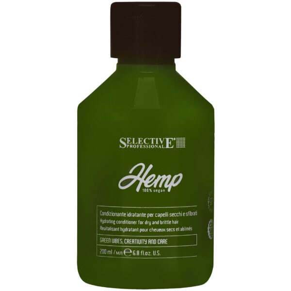 Selective Hemp 100% Vegan - nawilżająca odżywka do włosów suchych z olejkiem z konopii, 200ml