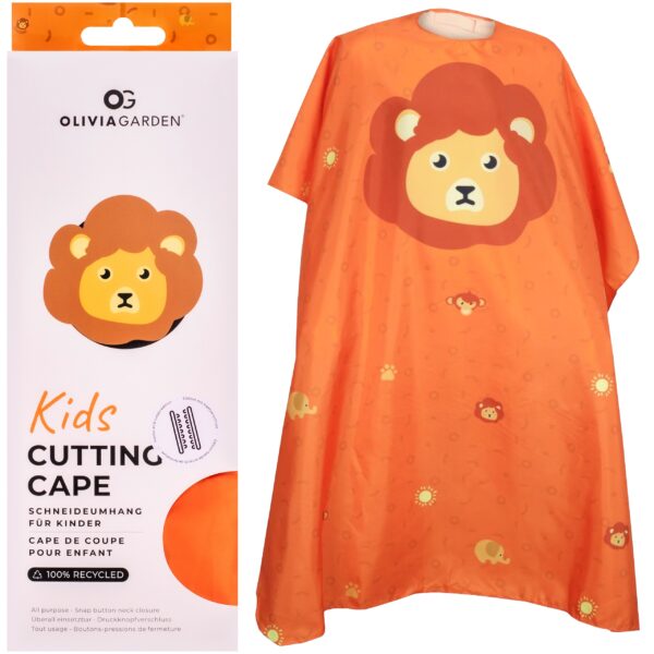 Olivia Garden Kids Cutting Cape - peleryna fryzjerska dla dzieci, różne kolory Leo Orange | Pomarańczowa z Lwem