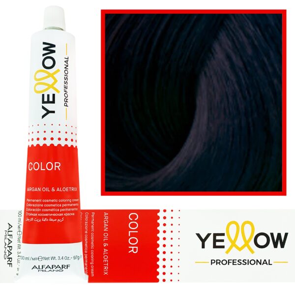 Alfaparf Yellow - trwała farba do włosów z aloesem i kiełkami pszenicy, 100ml 1,11 | Niebiesko-Czarny