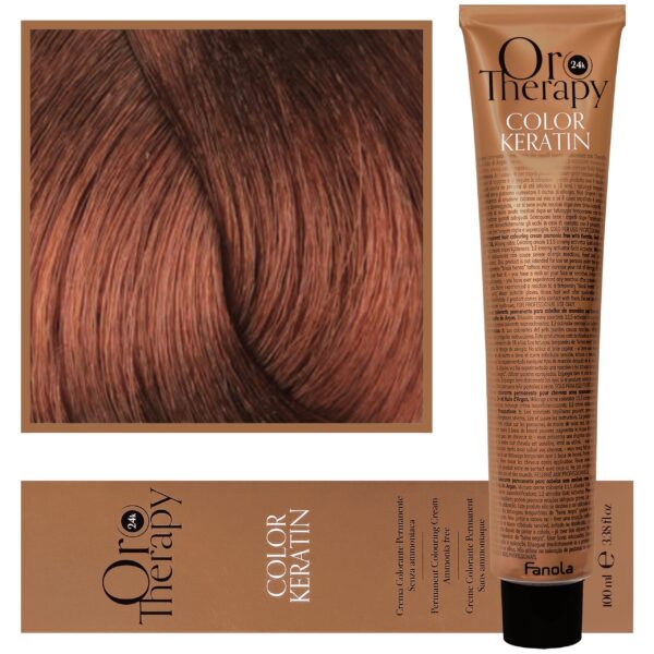 Fanola Oro Therapy - farba do włosów bez amoniaku, pełna paleta kolorów 7,4 | Miedziany Blond