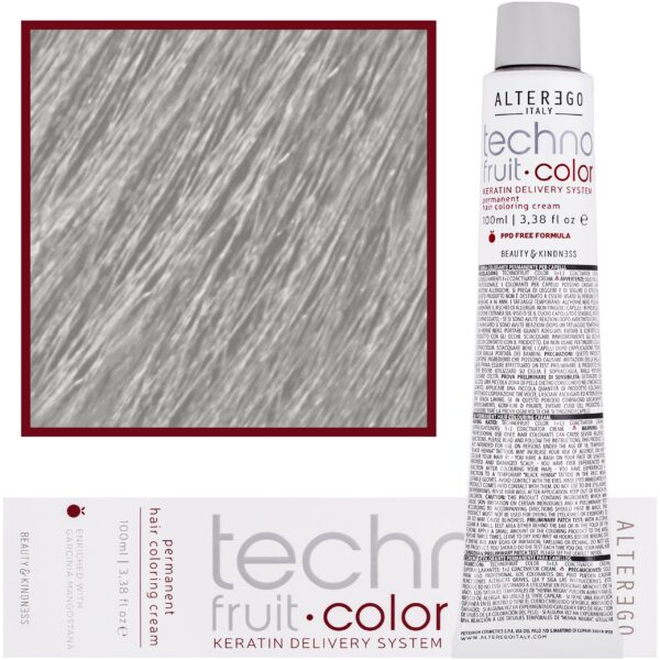 Alter Ego Technofruit Color – farba z keratyną do trwałej koloryzacji włosów, 100ml 10/11 | Platynowy Blond Intensywnie Popielaty
